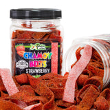 Dulces Colibri - Premium Strawberry Chamoy Belts | Dry Chamoy Coated Gummies | Mess Free | Handmade to Order | Long Lasting Flavor | 10oz Jar | Mix