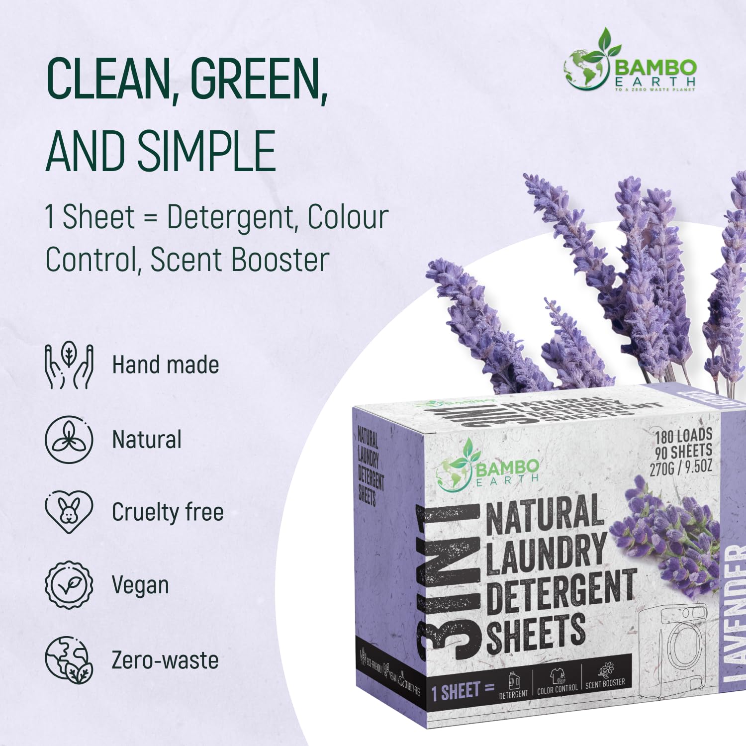 180 Loads Natural Laundry Detergent Sheets - All Natural Biodegradable And Dissolvable Washing Machine Dry Soap Laundry Detergent Strips, Mess Free