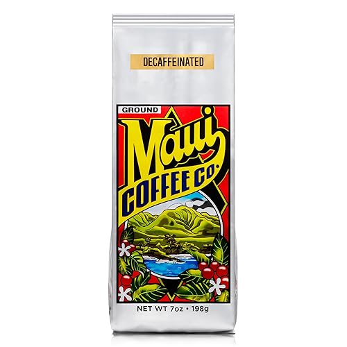 Maui Coffee Company, Decaffeinated Coffee, Ground, Medium to Dark Roast, 7 oz. Bag
