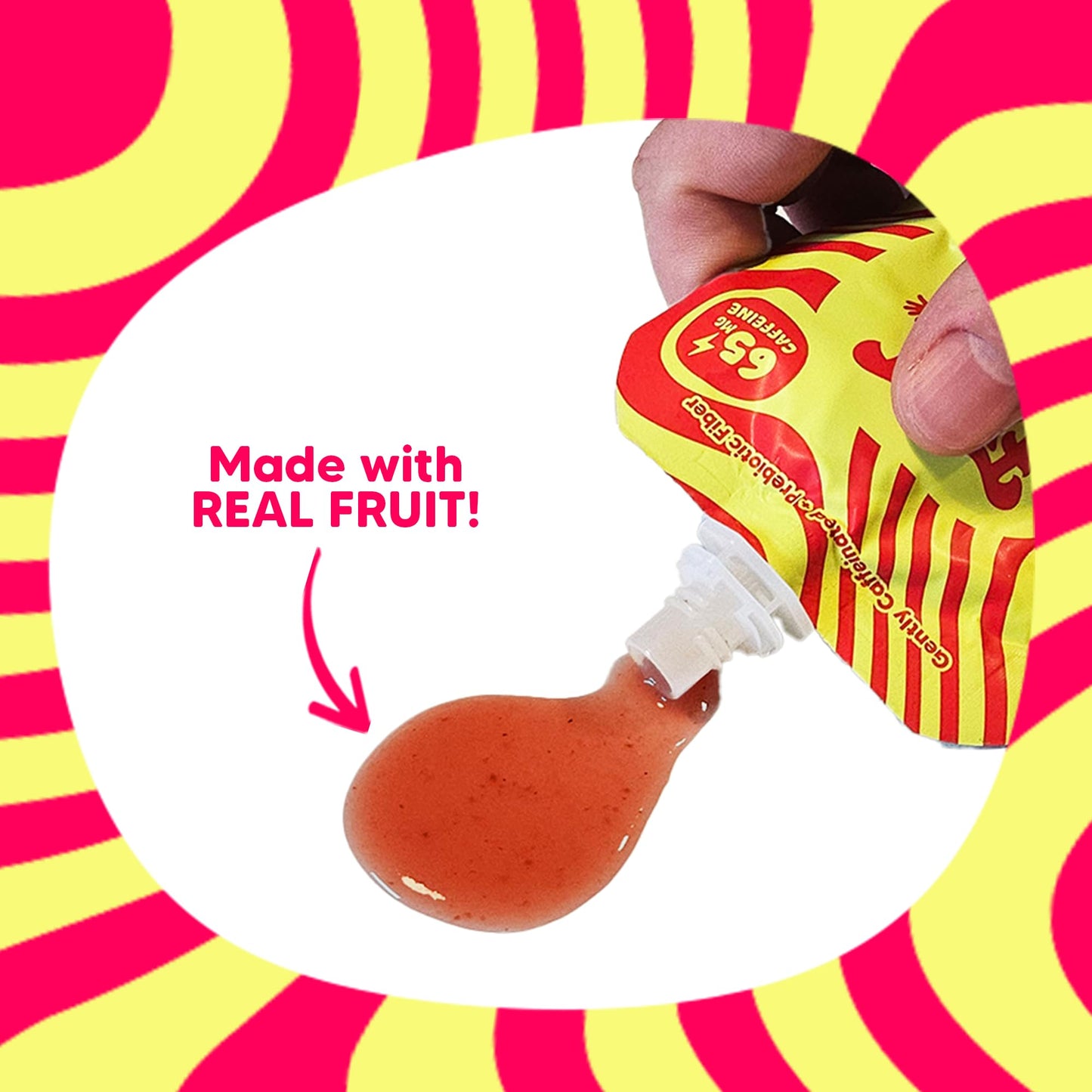 Fruit Slaps Caffeinated Fruit Blend - Strawberry Lemonade, Natural Caffeine, Real Fruit, Prebiotic Fiber - Energy Boost for Focus & Gut Health
