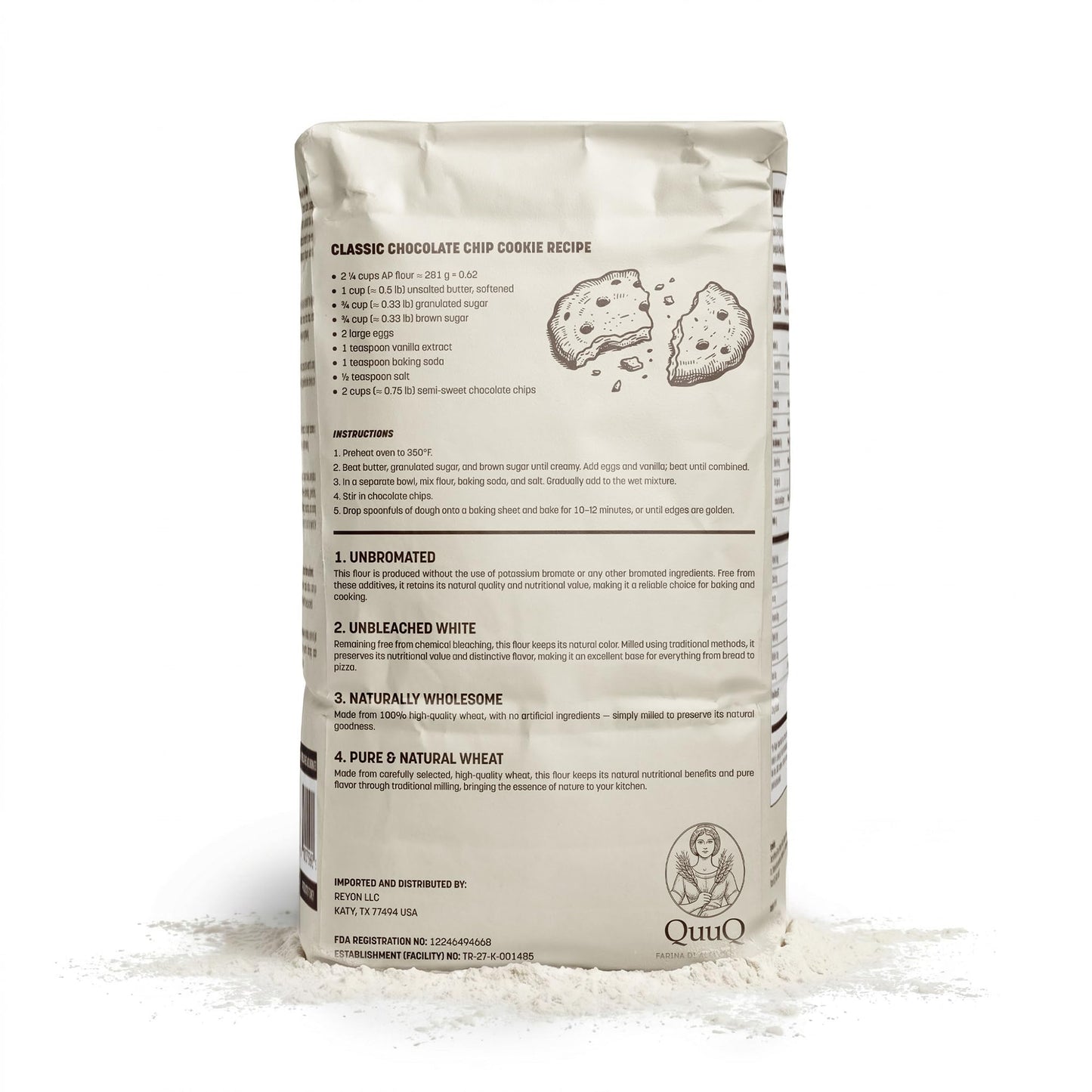 QuuQ All Purpose Flour 2 Pack 8.8 lb (4 kg) - Unbleached Unbromated Enriched Wheat Flour, Non-GMO Baking Flour for Bread, Cookies, Cakes, Pizza