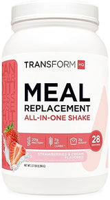 TransformHQ Meal Replacement Shake Powder 28 Servings (Strawberries & Cream) - Gluten Free, Non-GMO