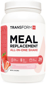TransformHQ Meal Replacement Shake Powder 28 Servings (Strawberries & Cream) - Gluten Free, Non-GMO