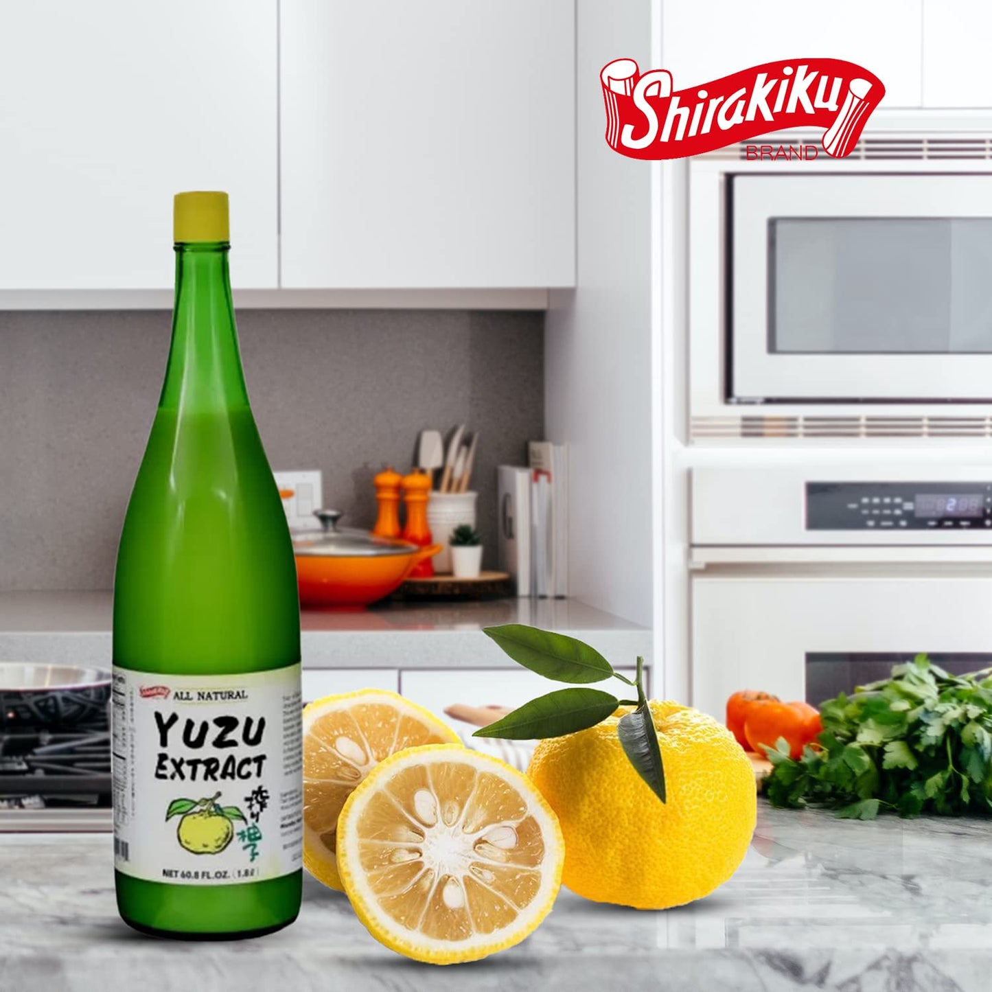 Shirakiku Pure Yuzu Extract - Sweet & Tangy Japanese Citrus Juice for Baking, Drinks & Food Flavoring - 60.8 FL Oz (Pack of 6)