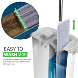 ZJSYJJ Mop and Bucket Set: 360° Flat Squeeze Mop with Long Handle & Wringer Bucket, 6 Washable Microfiber Pads for Kitchen, Bathroom, Wall Cleaning