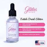 Glitter Faced Shimmer Edible Glitter for Drinks - 0 Calories, No Taste, 30ml Luster Dust for Sparkling Holiday Cocktails, Parties & Events - Made in