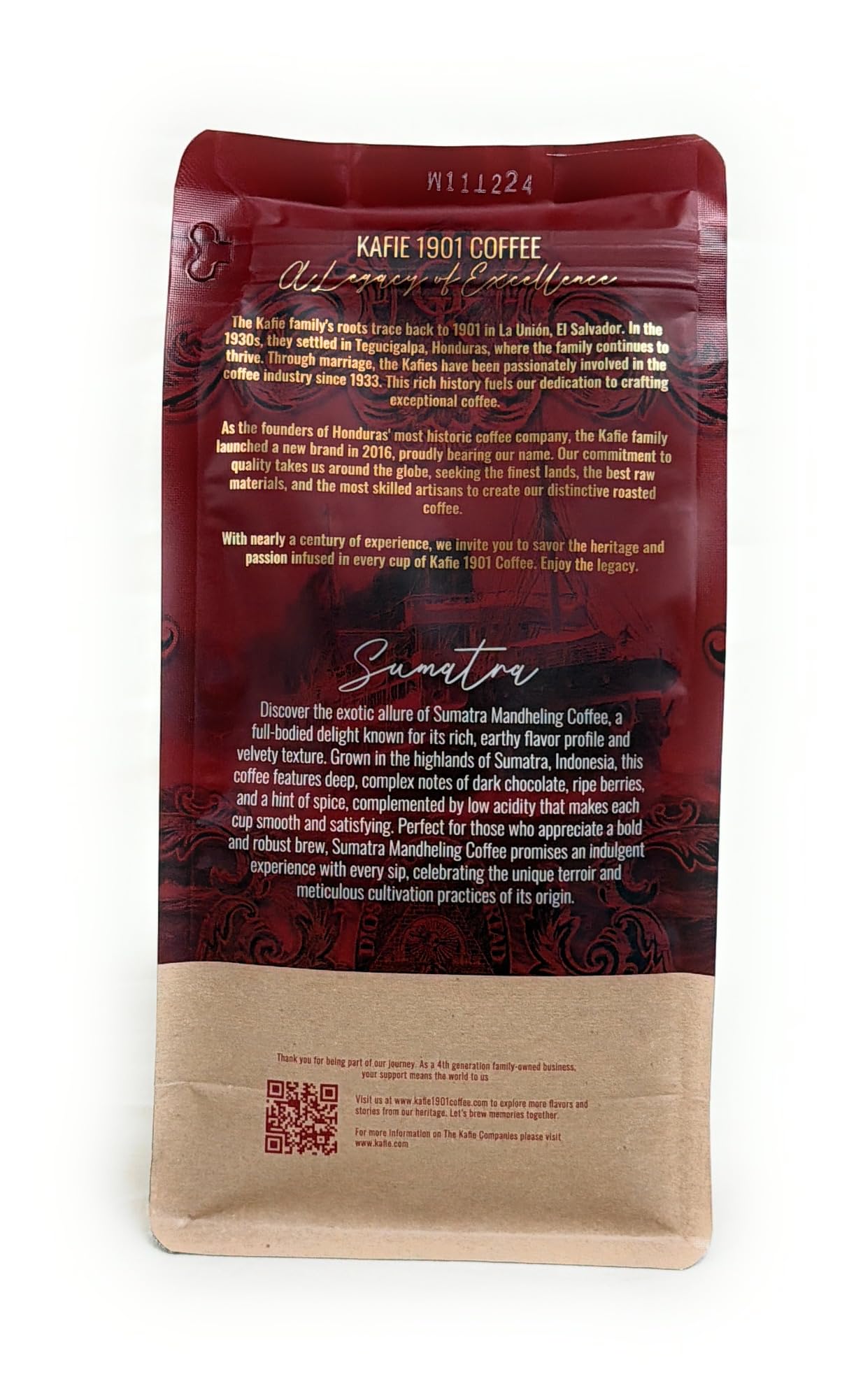 Kafie 1901 Sumatra Coffee - 1 lb Whole Bean - Single Origin, Specialty Grade, Small-Batch Roasted in Miami