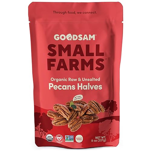 GoodSAM Organic Raw Pecan Halves 8 oz Each, Gluten-Free, Sourced from Mexico, Regenerative Farming, Ideal for Vegan and Keto Diets, Direct Trade