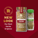 McCormick Gourmet Collection Thyme, Organic, Non GMO, Our Best Herbs & Spices, Warm, Aromatic Flavor Enhances Soups, Stews, Grilled Meats, Vegetables