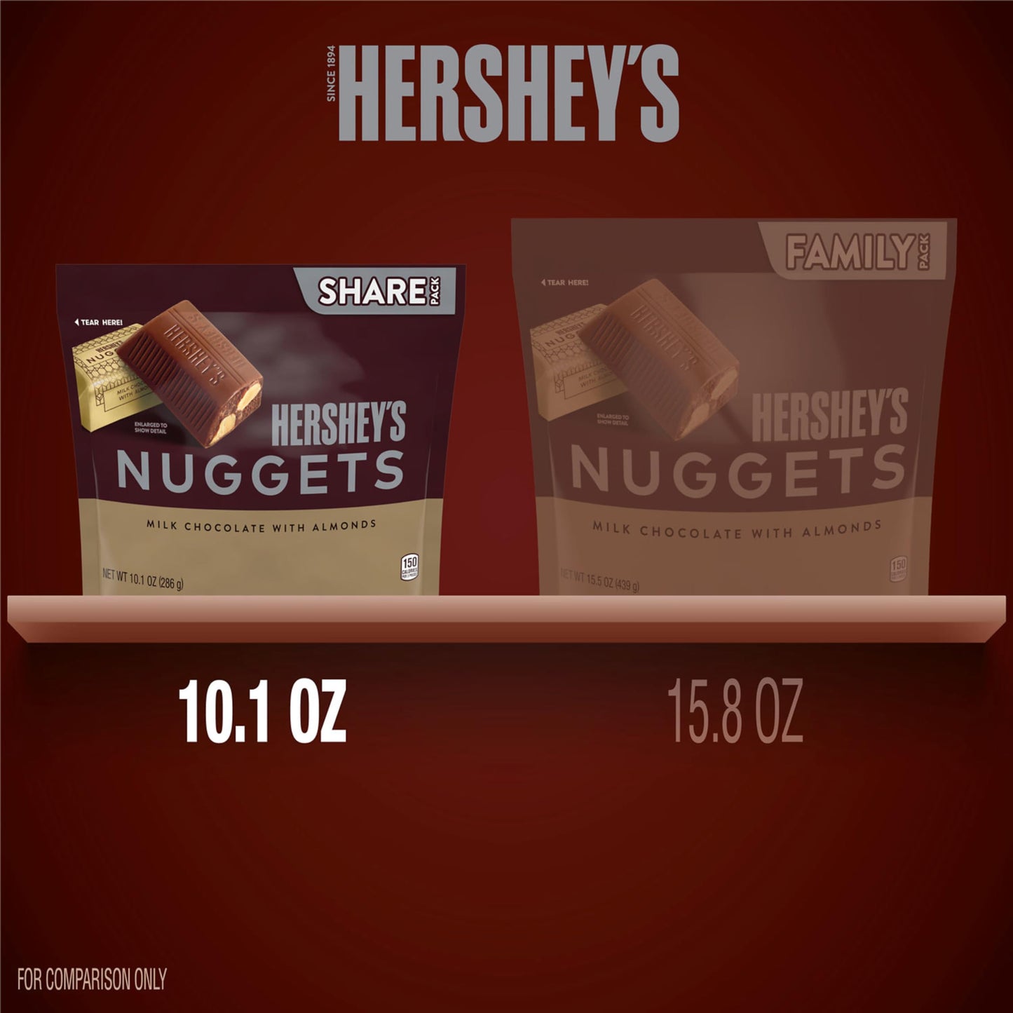 HERSHEY'S NUGGETS Milk Chocolate with Almonds Candy Share Pack, 10.1 oz