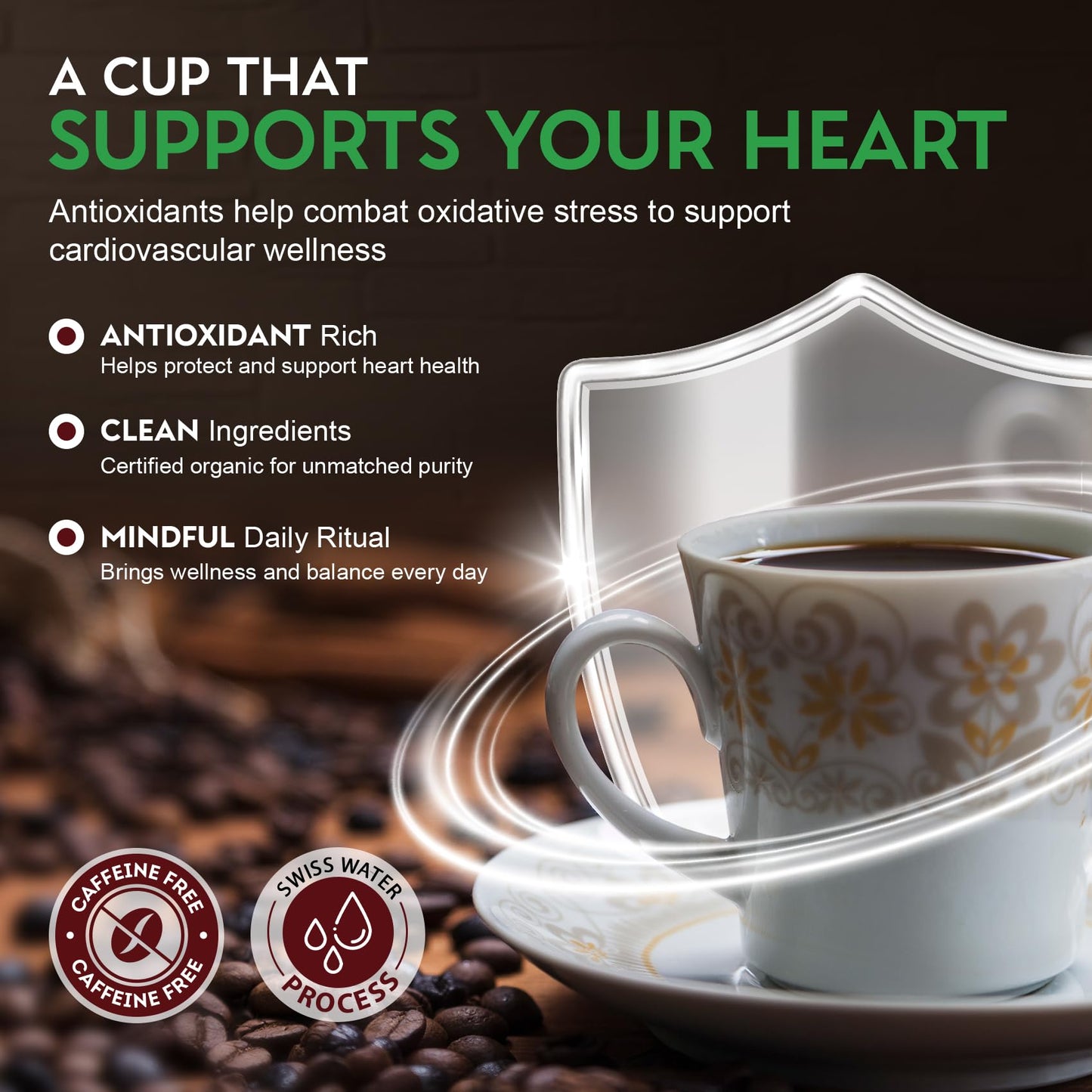 Cardiology Coffee - Medium Roast Decaf Coffee Beans - USDA Certified Organic, Mold Free 12oz Premium Whole Bean Coffee - Decaf Barista-Style Beans