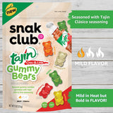 Snak Club Gummy Bears, Tajin Chili & Lime Sweet and Spicy Gummy Candy, Mild in Heat Bold in Flavor, Low-Fat, Vegan, Gluten-Free Snack, 9 oz Large