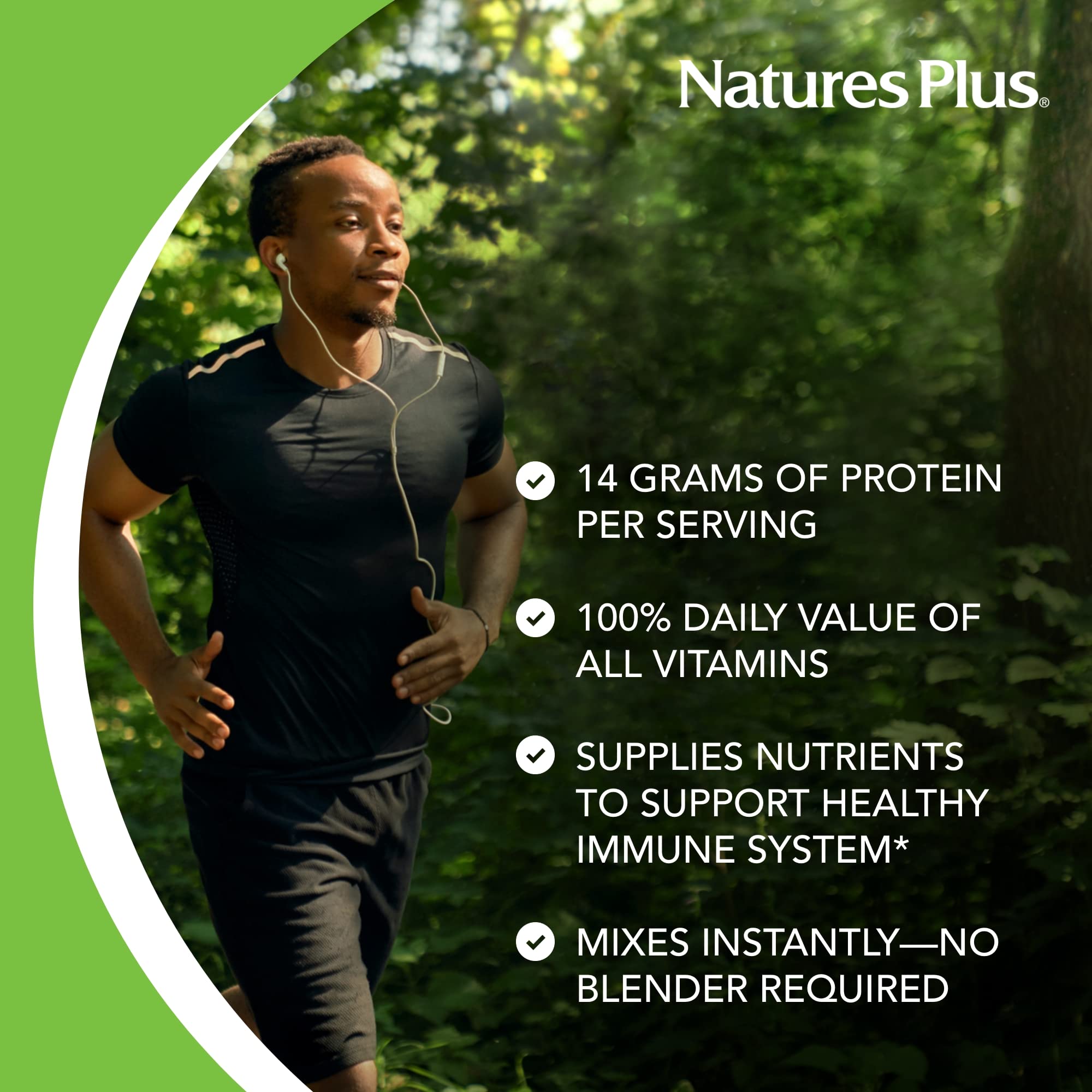NaturesPlus SPIRU-TEIN Simply Natural, Original Vanilla - 0.81 lb - Unsweetened Plant-Based Protein Shake - Non-GMO, Vegetarian, Gluten Free - 16