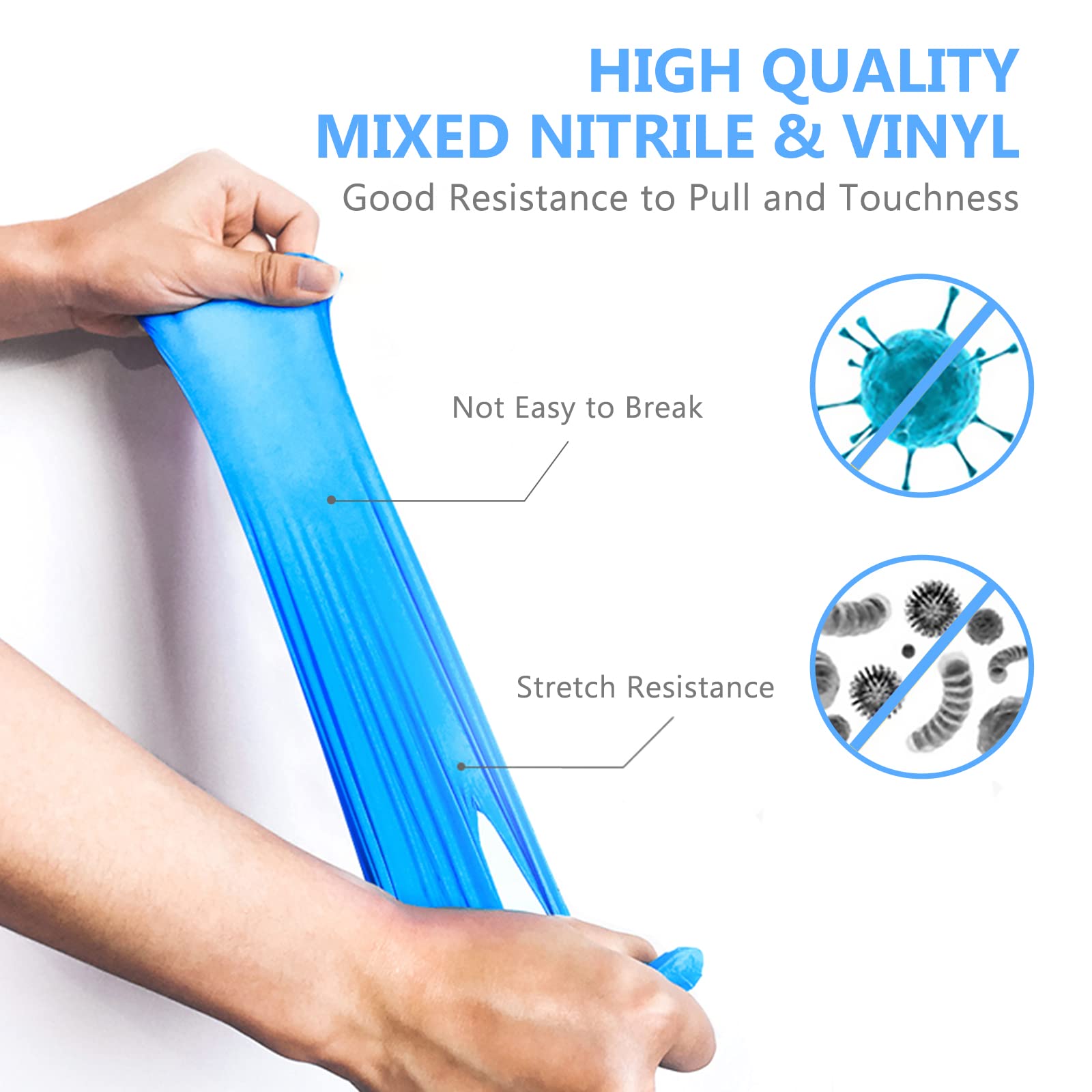 squish Disposable Gloves, Blue 4 mil Vinyl Synmax Blend Exam Gloves Non Sterile, Powder Free, Latex Free - Cleaning Supplies, Kitchen and Food