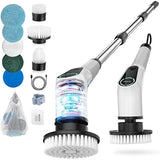 Dovety Electric Spin Scrubber, Shower Scrubber, Power Cleaner Tools with 8 Replaceable Brush Heads, Cleaning Brush with Extension Handle, 2 Adjustable