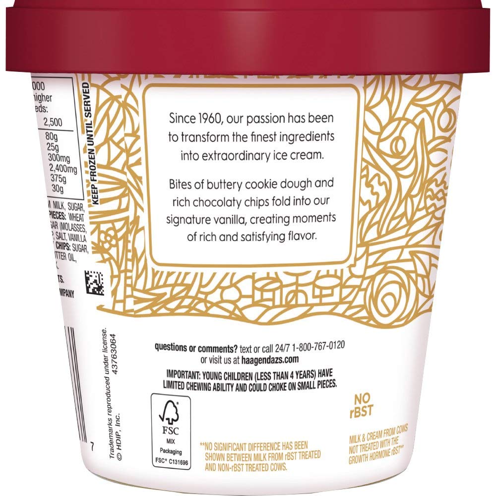 Haagen-Dazs, Chocolate Chip Cookie Dough Ice Cream, 14 oz (Frozen)