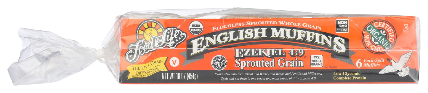 Food For Life Flourless Sprouted Grain English Muffin, 16 oz (Frozen)