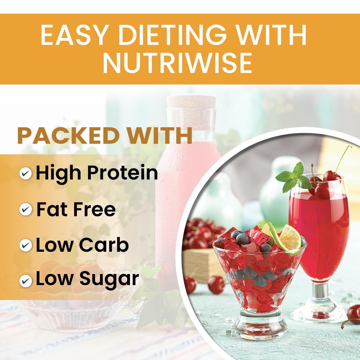 ProtiWise High Protein Diet Drink Mix | Berry Blast | Meal Replacement for Weight Loss and Hunger Control | 15 grams Protein, Low Calorie, Low Fat