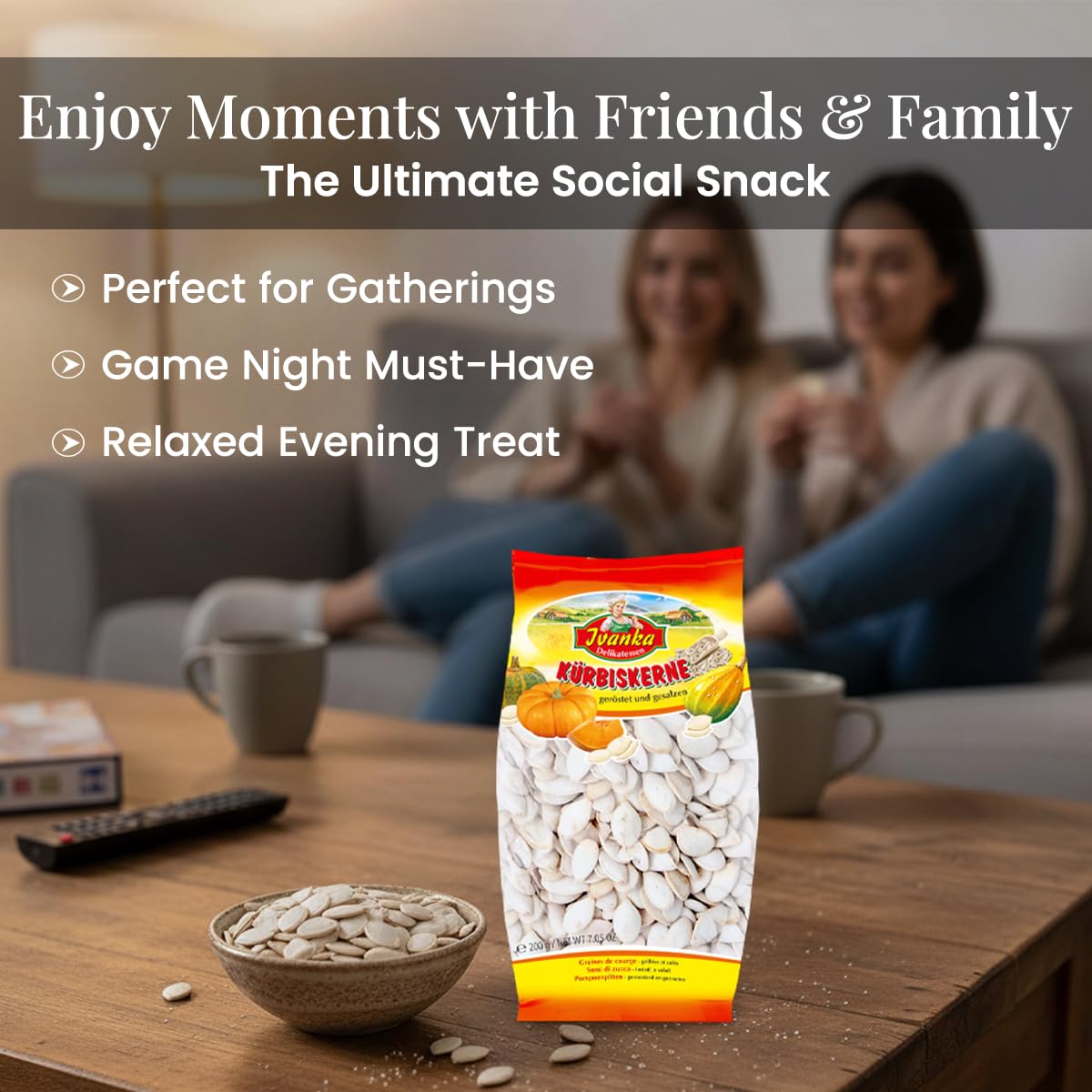 Ivanka Delikatessen Roasted Pumpkin Seeds - Enjoy the Rich, Flavorful Taste of Pumpkin Seeds, Packed with Protein & Fiber - Salted Pumpkins Seed Will
