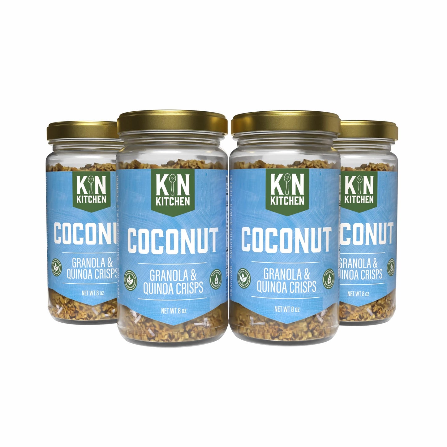 Kin Kitchen non-GMO Granola & Organic Quinoa Crisps, in a Glass Jar Recyclable and Resusable. Made with Real Fruit. No Aritificial Colors, Flavors, or