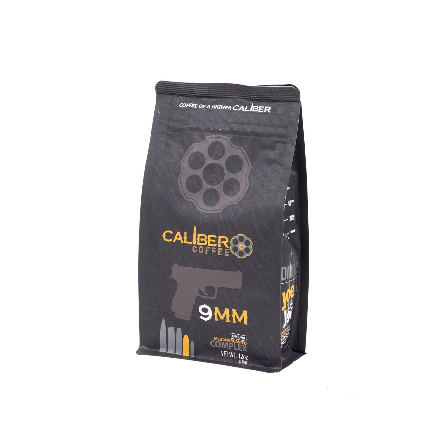 Caliber Coffee 9MM Ground Medium Roast - Complex, Nutty, Caramel Flavors - 100% Artisan Roasted Arabica Coffee - Small-Batch, Hand-Crafted - Veteran