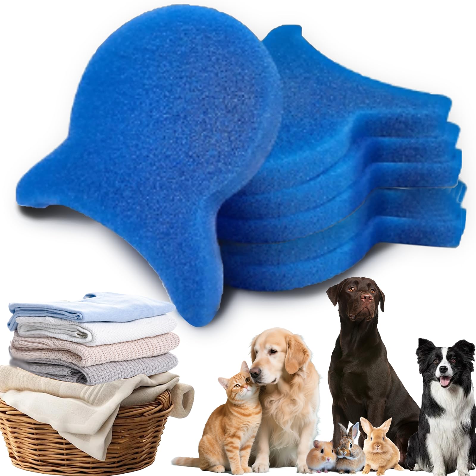 6Pcs Pet Hair Remover for Launday, Reusable Dog&Cat Hair Remover Tool, Effectively Removes Pet Hair, Lint and Dander from Bedding and Clothing,Fits