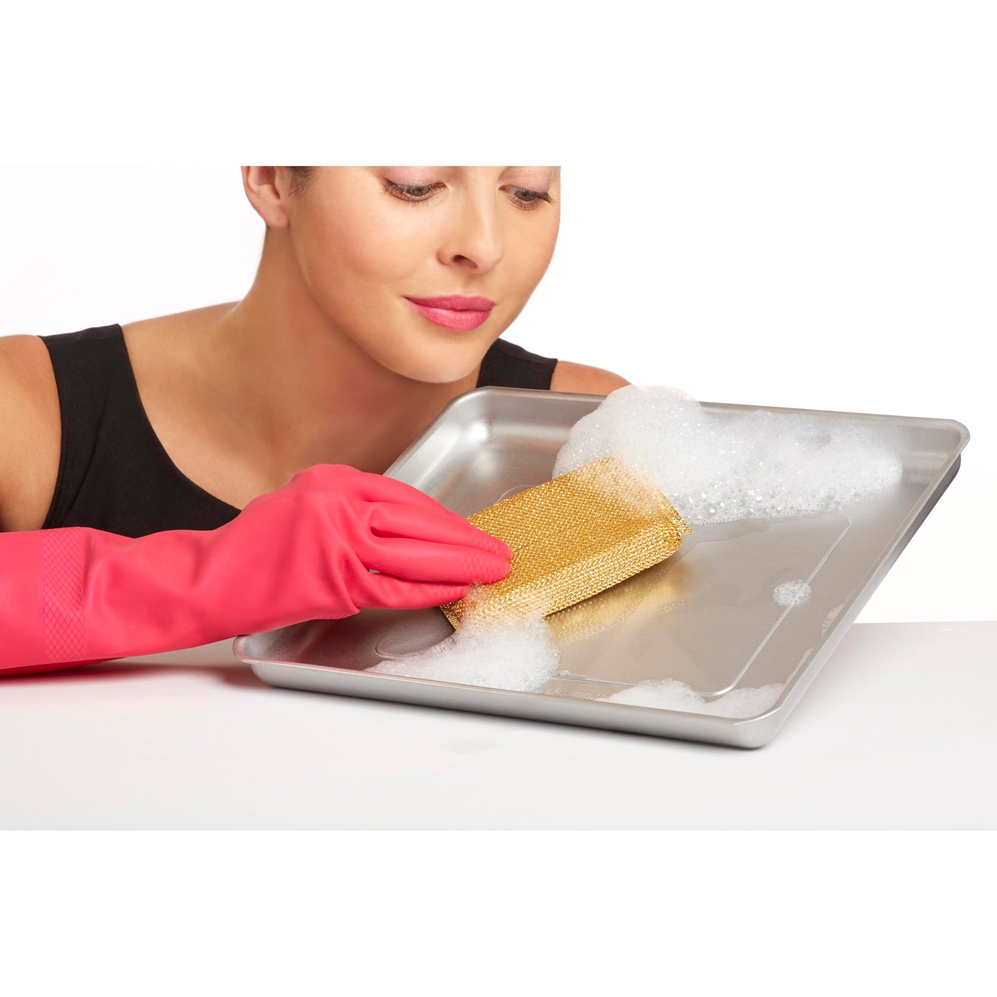 Casabella Sparkle Scrub Sponge Set Absorbent Sponges with Scrubber Exterior Dishwasher-Safe, 4-Pack