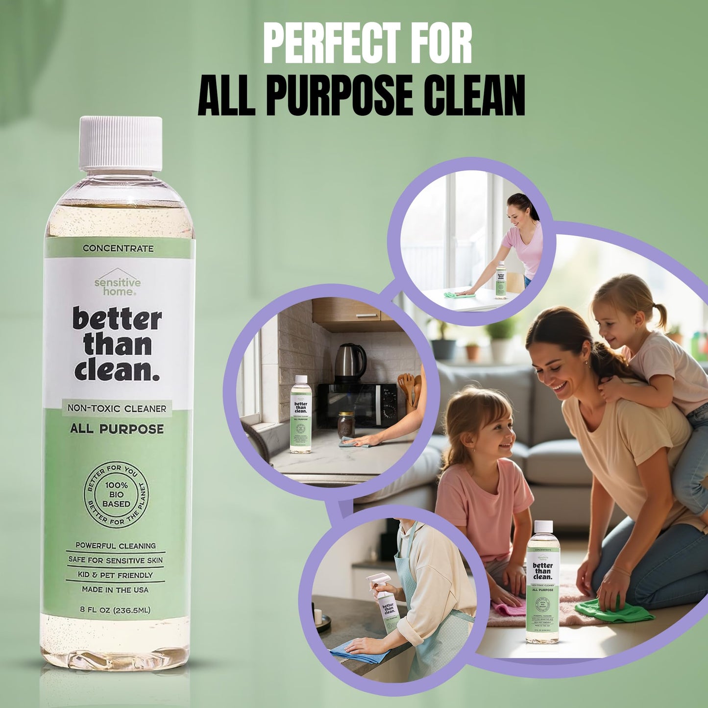 Better Than Clean Unscented All Purpose Cleaner Concentrate - Plant-Based, Non-Toxic, Multi-Surface, Fragrance Free Cleaning Products - Pet Safe