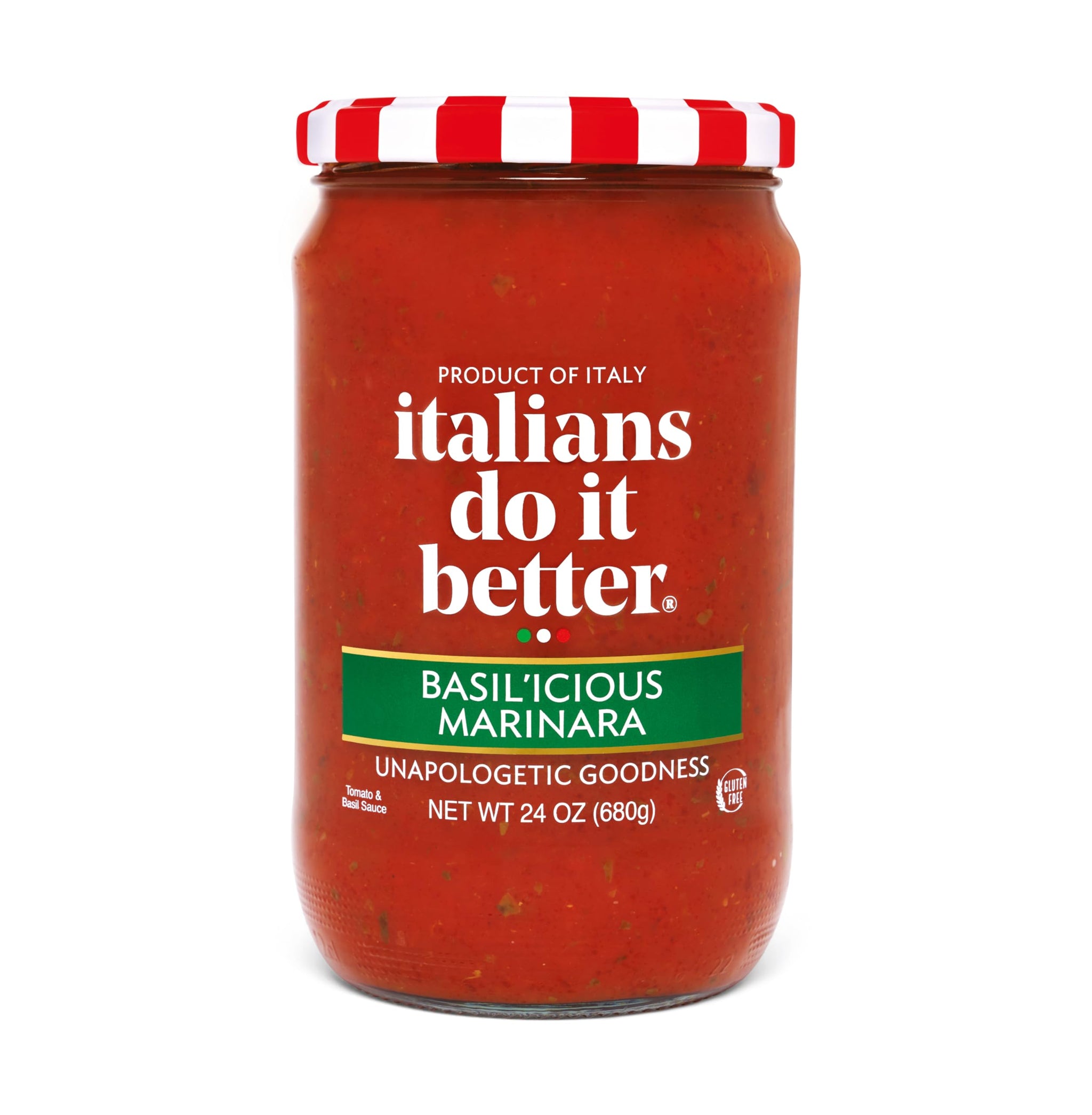 Italians Do It Better Basil'icious Marinara Pasta Sauce - Authentic Italian Tomatoes, Fresh Basil & Garlic - No Sugar Added, Non-GMO