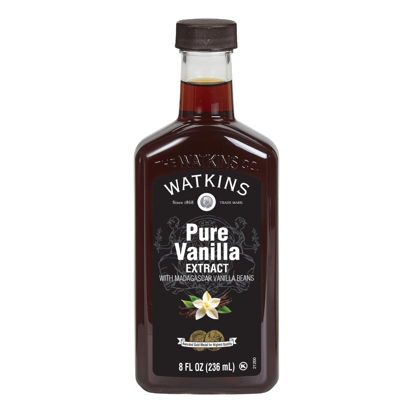 Watkins Pure Vanilla Extract, Non-GMO, Kosher, 8 oz Bottle, 1-Pack