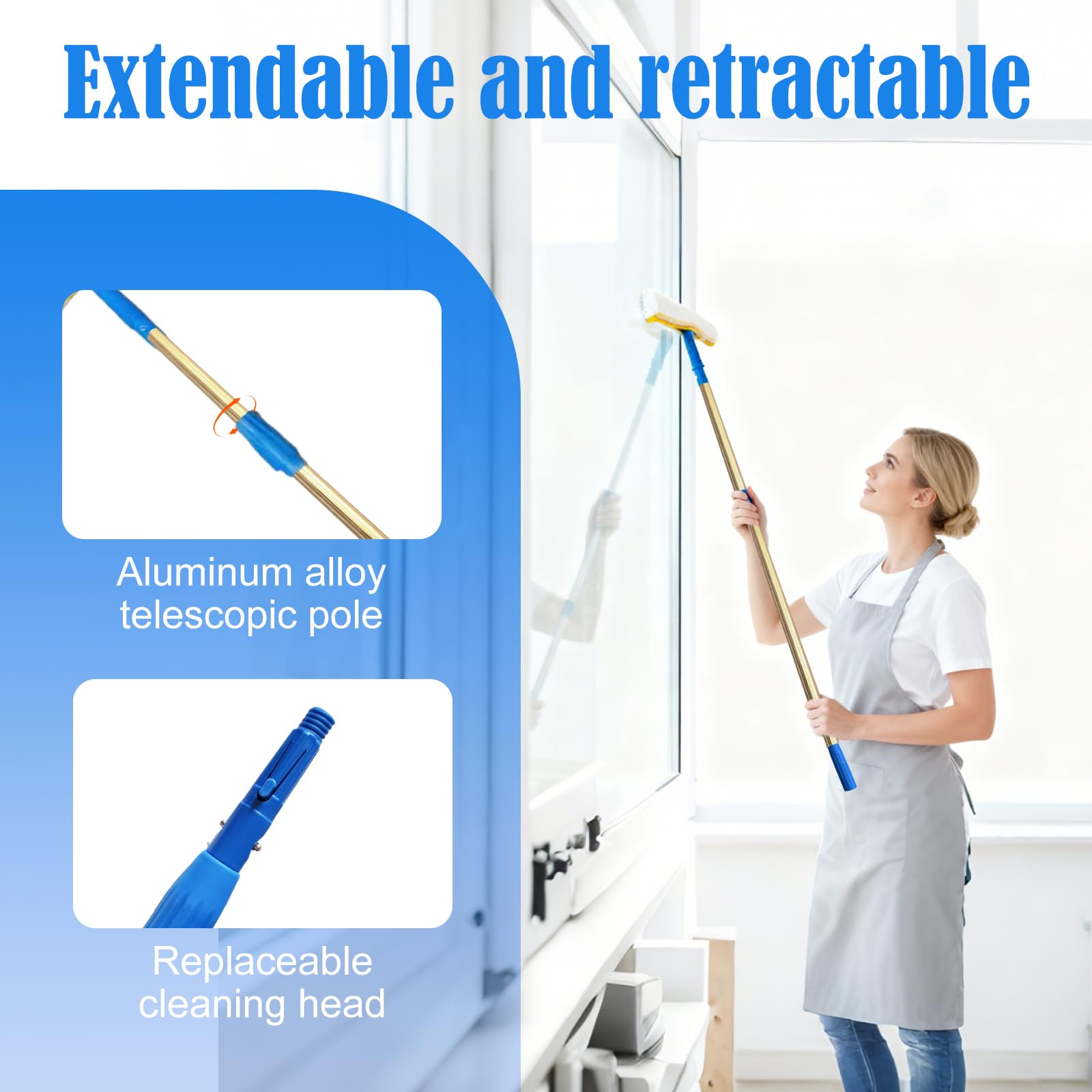 Water Fed Pole Kit 35 FT Adjustable Solar Panel Cleaning Kit Cleaner Tool for Window Glass Roof Outdoor Glass Brush Window Washing Equipment (4ft)