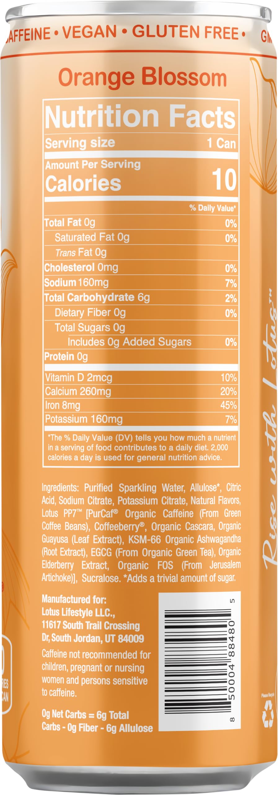 Orange Lotus Mango Mandarin Plant Power® Zero Sugar 160 mg 12 Pk 12 oz Cans