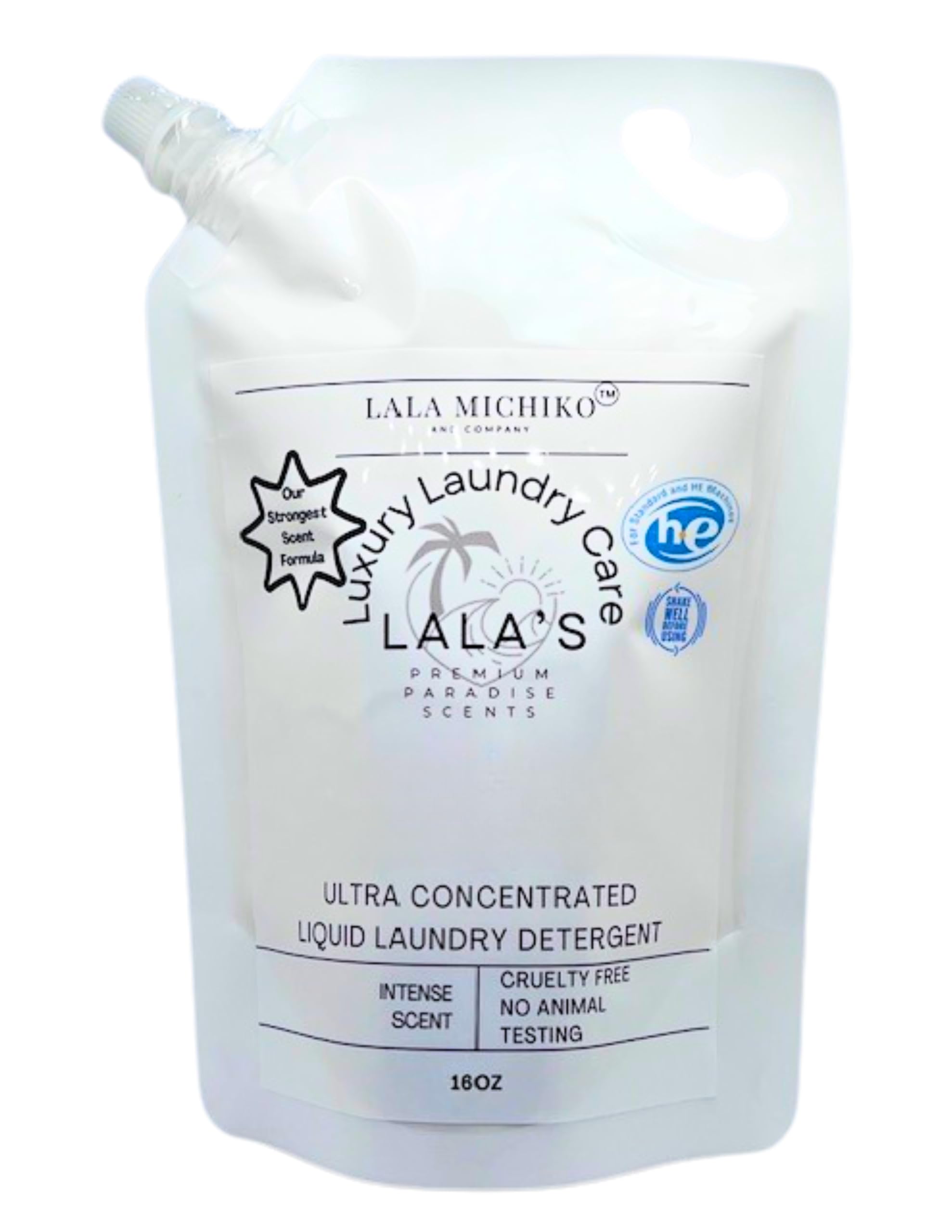 Lala’s Premium Paradise Scents 16oz Liquid Laundry Detergent Refill Pouch - High-Scented, Long-Lasting, Eco-Friendly Concentrated Formula (Paradise