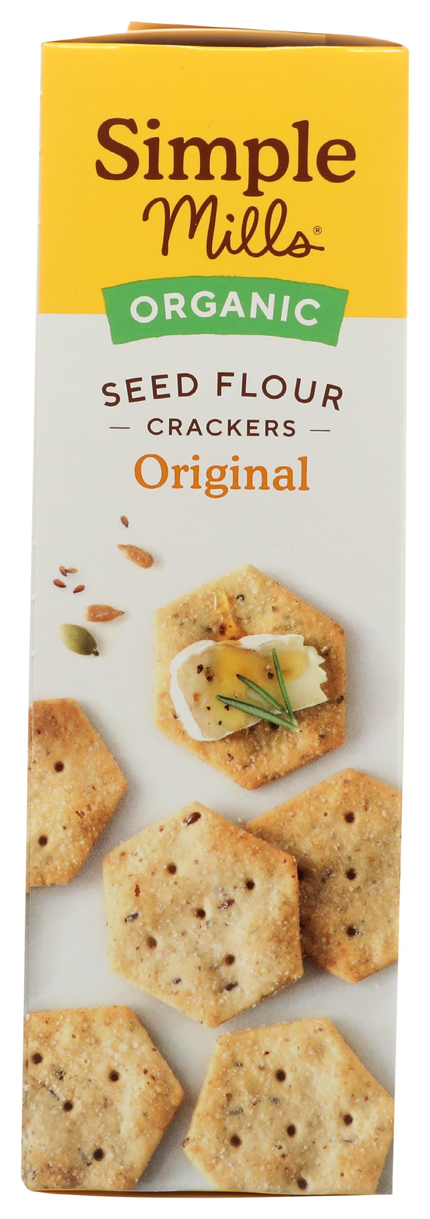 Simple Mills Organic Seed Crackers, Original, Gluten Free, Flax Seed, Sunflower Seeds, Corn Free, Low-Calorie Snacks, Plant Based, Nutrient Dense