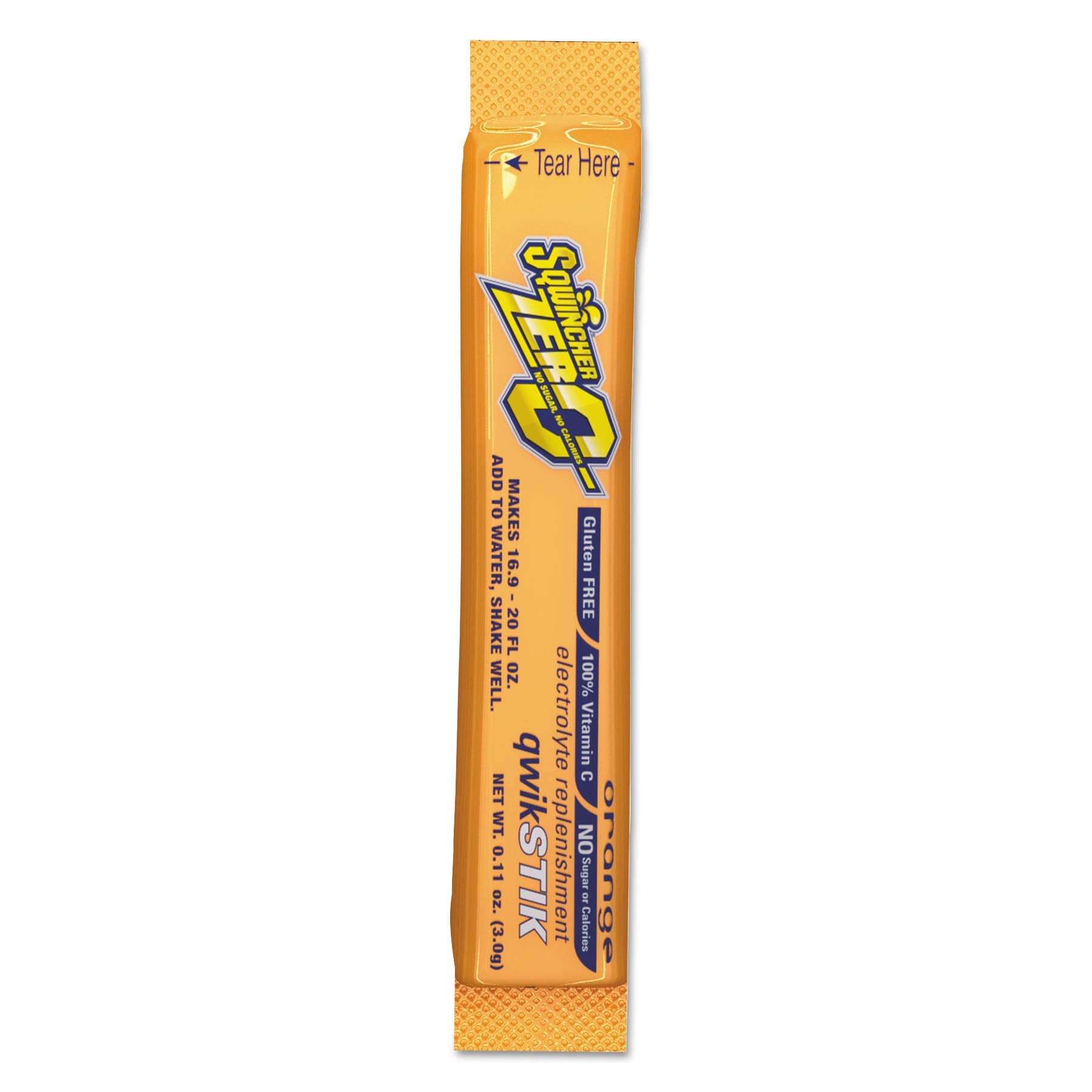 Sqwincher 060100-OR Sugar-Free Qwik Stik, 0.11 oz. Tube, Orange (Pack of 500)