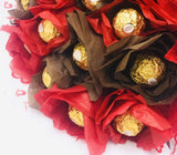 Gourmet Hazelnut Milk Chocolates, Candy Chocolate Gift Bouquet, 24 Count Edible Red Roses