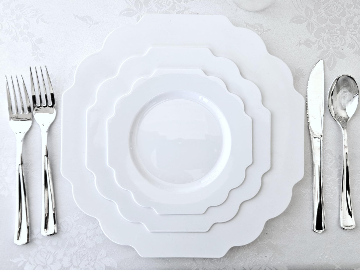 " OCCASIONS " 50 Plates Pack (25 Guests)-Heavyweight Wedding Party Disposable Plastic Plate Set -(25x10.5'' Dinner + 25x8'' Salad/Dessert) (Imperial