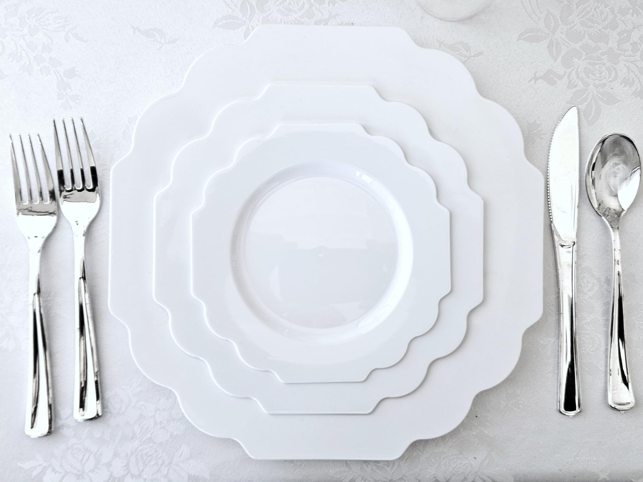 " OCCASIONS " 50 Plates Pack (25 Guests)-Heavyweight Wedding Party Disposable Plastic Plate Set -(25x10.5'' Dinner + 25x8'' Salad/Dessert) (Imperial