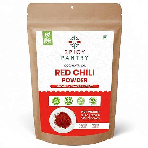 SPICY PANTRY Red Chili Powder 4 oz - Non-GMO, Gluten Friendly Spice for Curries, Soups, Stews, Table Seasoning, Marinades & Rubs - Bold Flavor