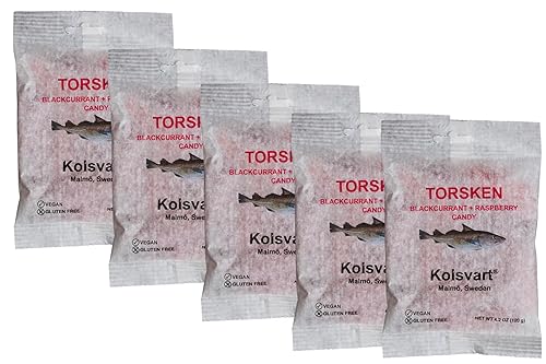 Kolsvart Swedish Candy - Blackcurrant + Raspberry Gummies, Vegan & Gluten-Free - Natural Fruit Flavor, Scandinavian Candy - 4.2 oz Each (Pack of 5)