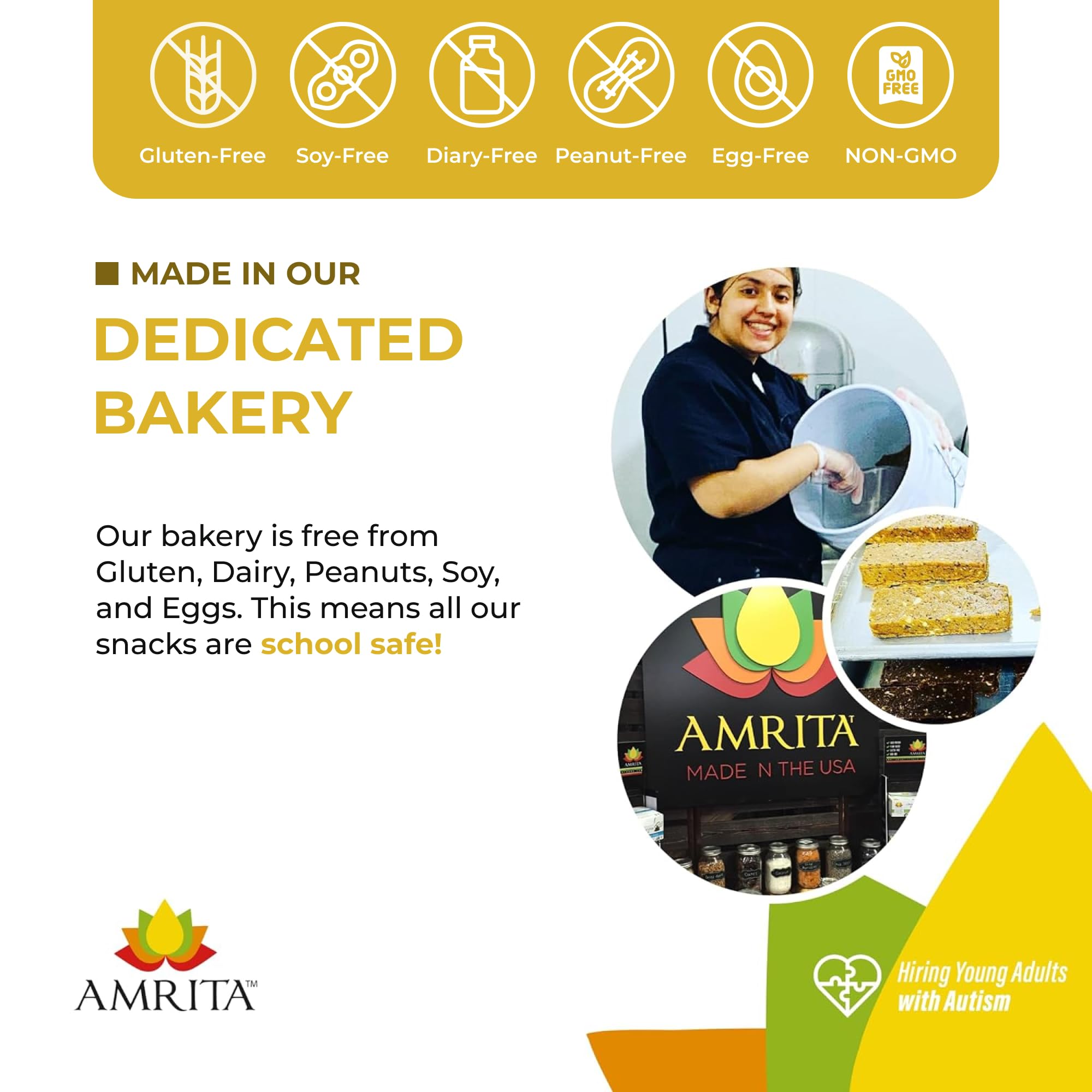 Amrita Golden Raisins 1 lb | No Added Sugar, Naturally Sweet, Gluten Free Dried Sultanas, Kishmish | Packed Fresh in Resealable Bags | Yellow