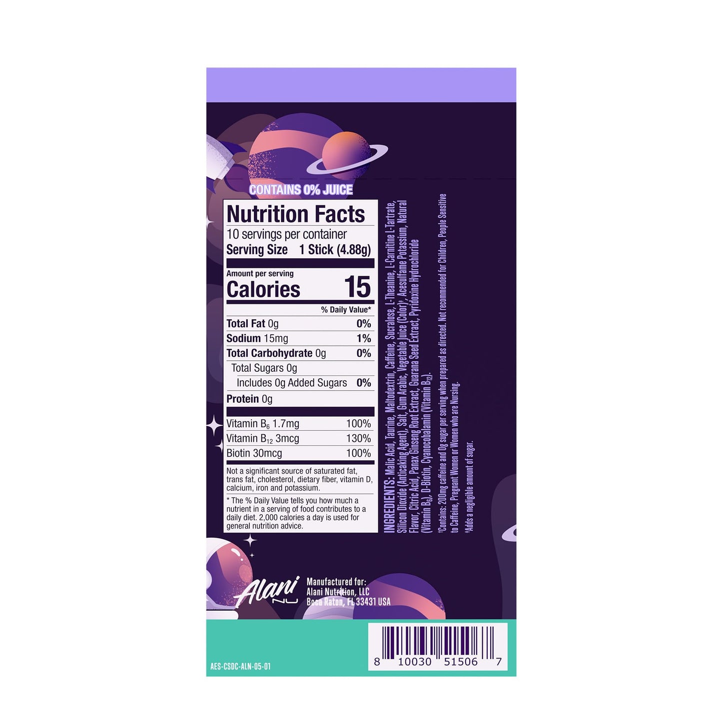 Alani Nu COSMIC STARDUST, Energy Sticks Drink Powder, 200mg Caffeine, Pre Workout Performance with Antioxidants, On-The-Go Drink Mix, Biotin, B