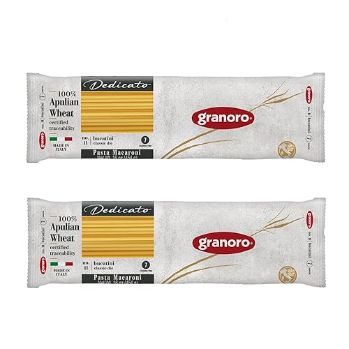Granoro Dedicato Bucatini #11 - Authentic Italian Pasta, Made from 100% Puglia Durum Wheat Semolina, Non-GMO, Vegan, 1 lb Bags (Pack of 2)