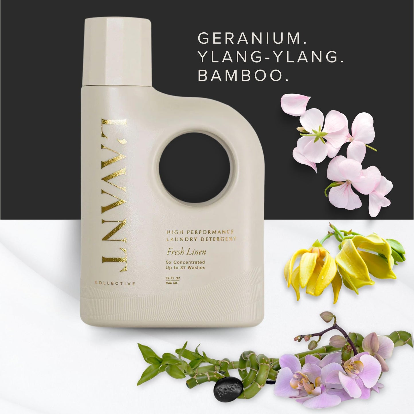 L'AVANT Collective Luxury Laundry Detergent | Fresh Linen | Natural Non-Toxic Liquid Laundry Soap with Enzymes | Plant-Based, HE Compatible, Protects