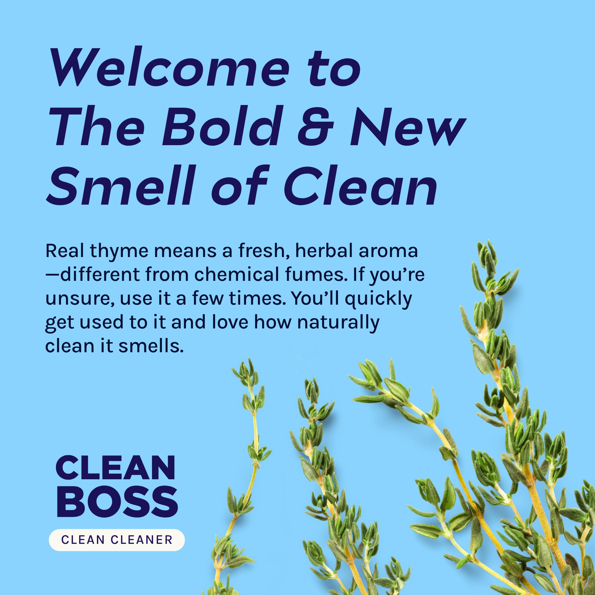 CleanBoss Botanical Disinfectant - 24 oz (Pack of 2) - Multi-Surface Cleaner - Kills 99.9% of Germs + Cold & Flu Viruses - Fresh Thyme Scent - No