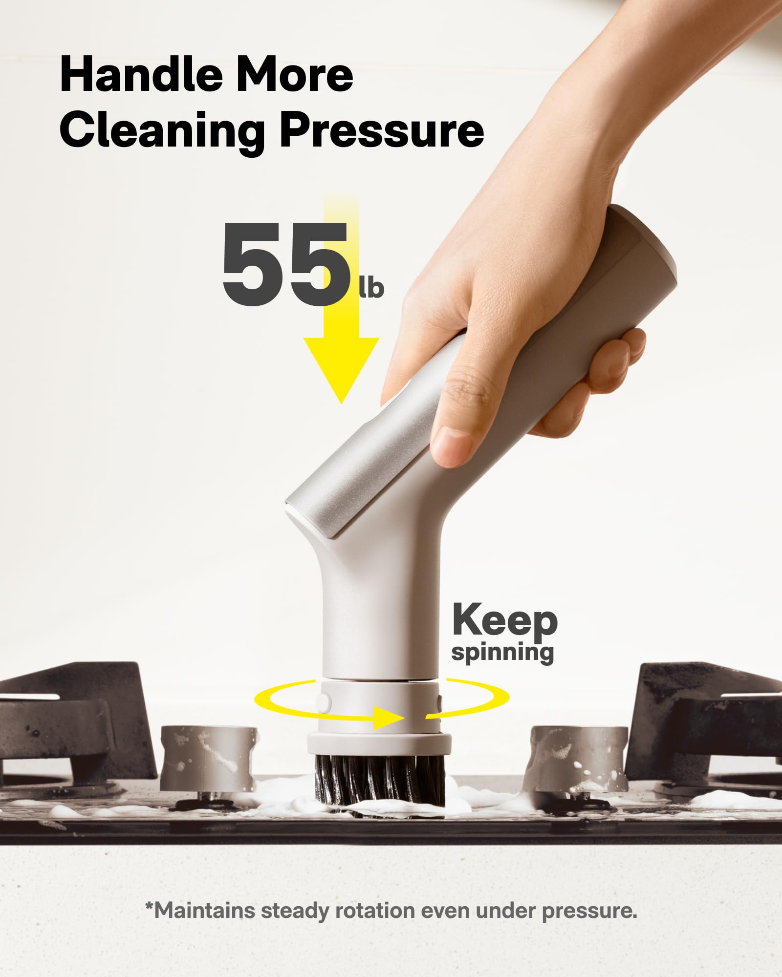 HOTO Handheld Short-Handle Electric Spin Scrubber, IPX7 Waterproof Cordless Scrubber Brush, Bathroom Cleaning Brush, Max 22 in-lb, with 9 Brush Heads