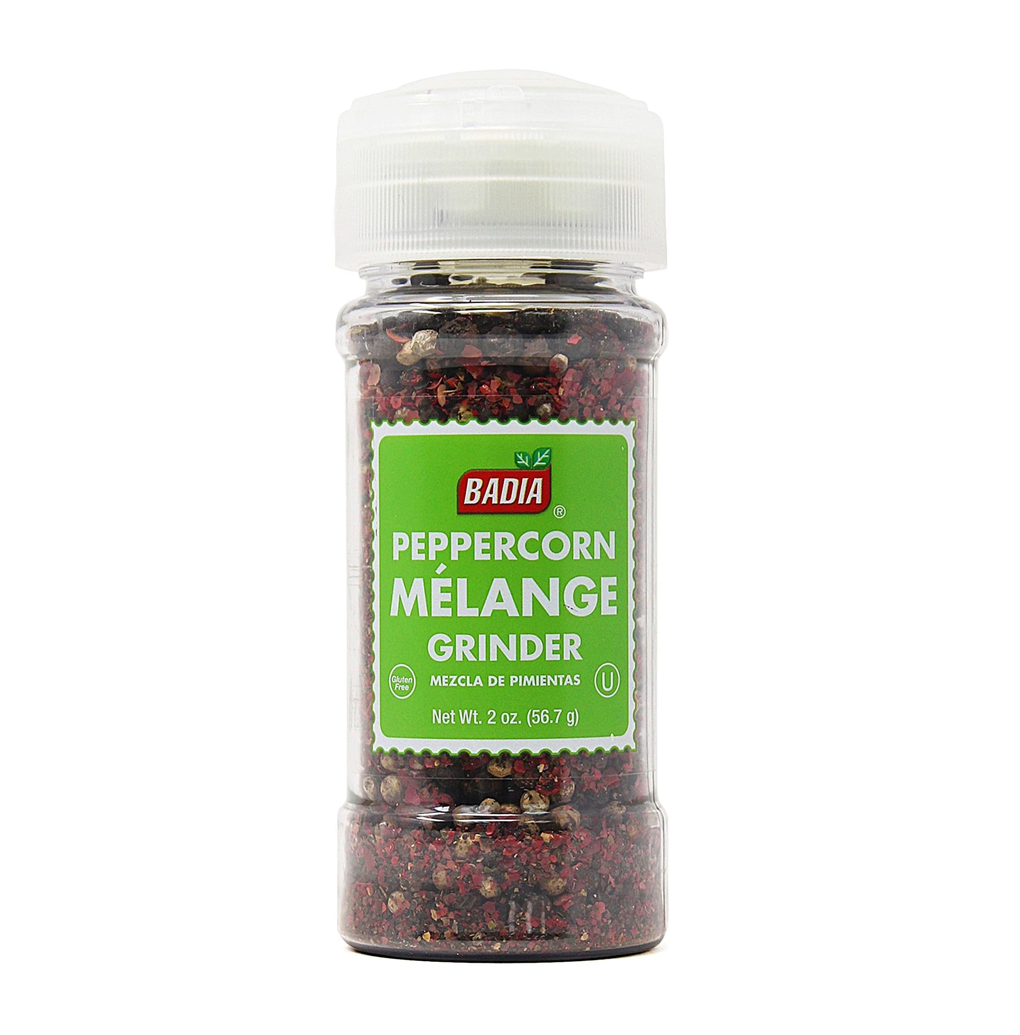 Badia Whole Peppercorn Blend Grinder, 2 oz - Black, White, Green & Pink Pepper for Spicy, Fruity, Woody Flavors, Gluten Free