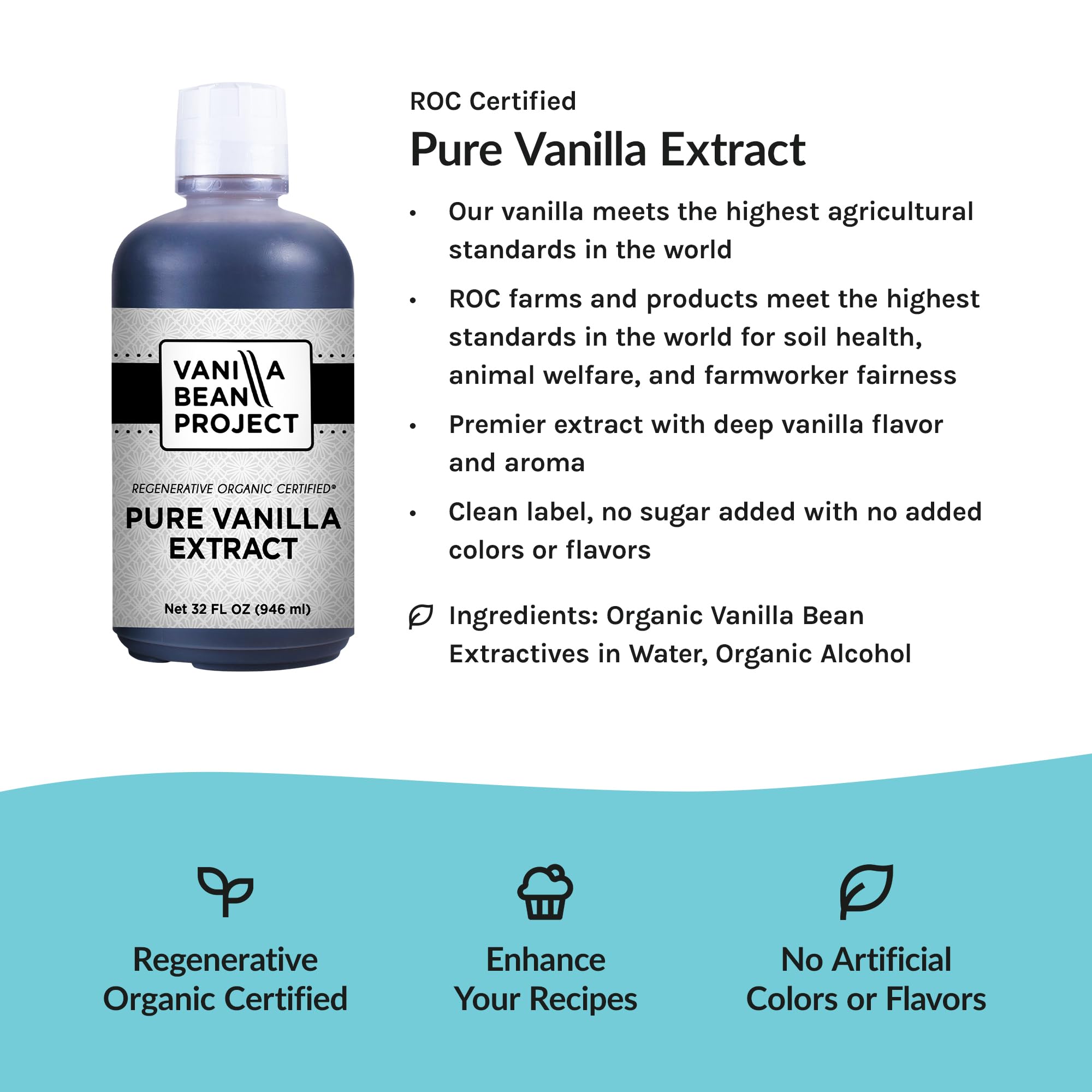 Vanilla Bean Project | ROC Regenerative Organic Certified | Vanilla Extract For Baking and Cooking | 4 Ounces