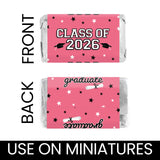 DISTINCTIVS Pink Class of 2026 Graduation Mini Candy Bar Wrappers, 42 Count