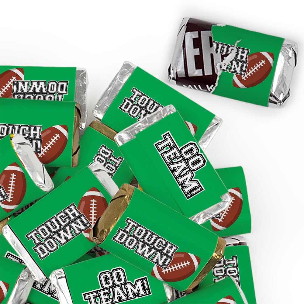 136 Pcs Green Football Party Candy Favors Miniatures Chocolate - No Assembly Required - Touchdown